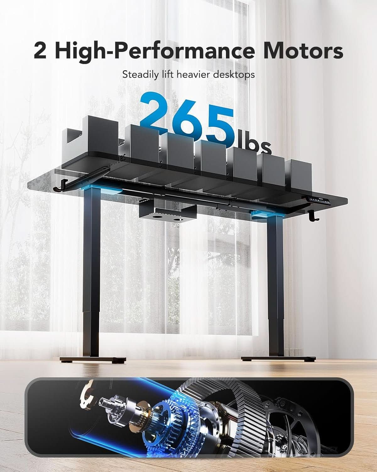 Electric Height Adjustable Desk Frame with Dual Motors