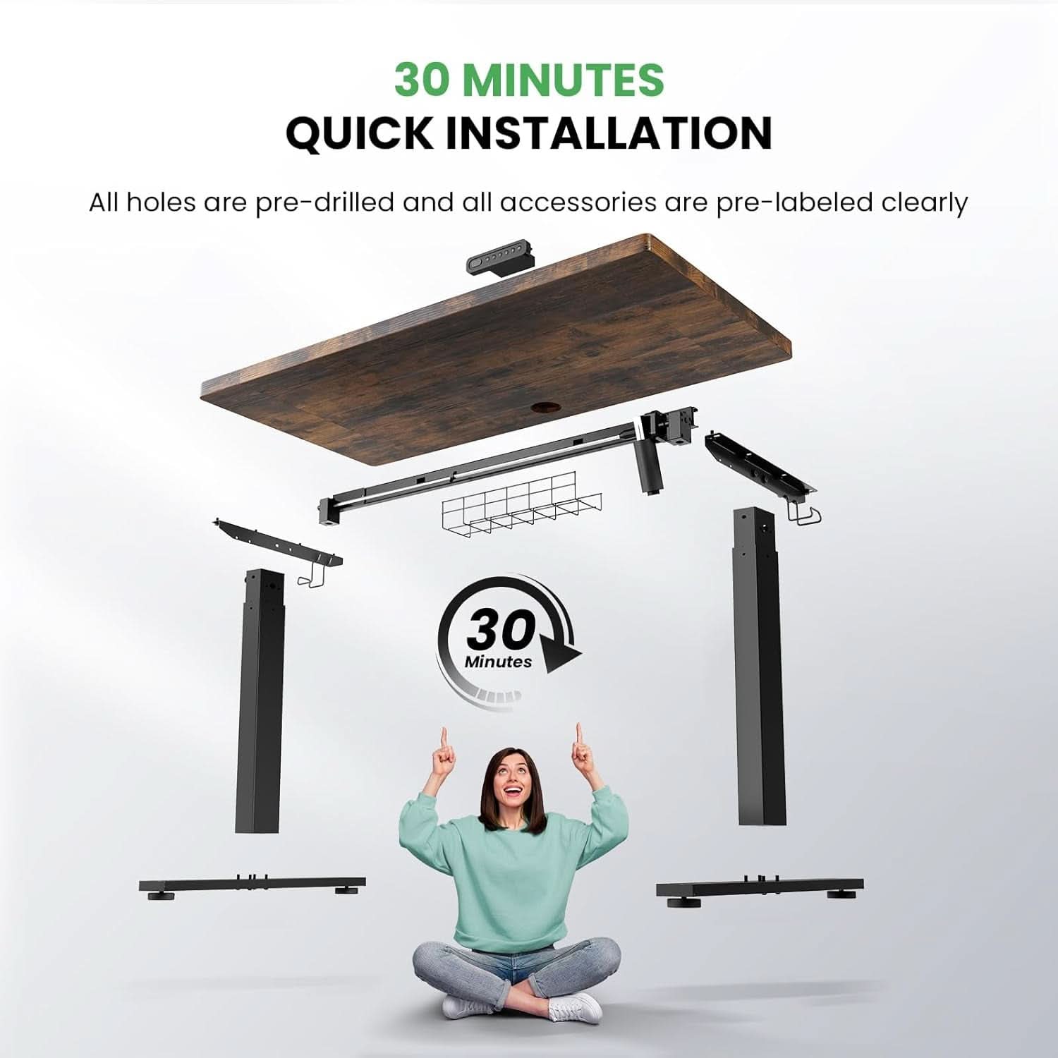 Electric Standing Desk 48 By 24 Inch With 3 Memory Presets