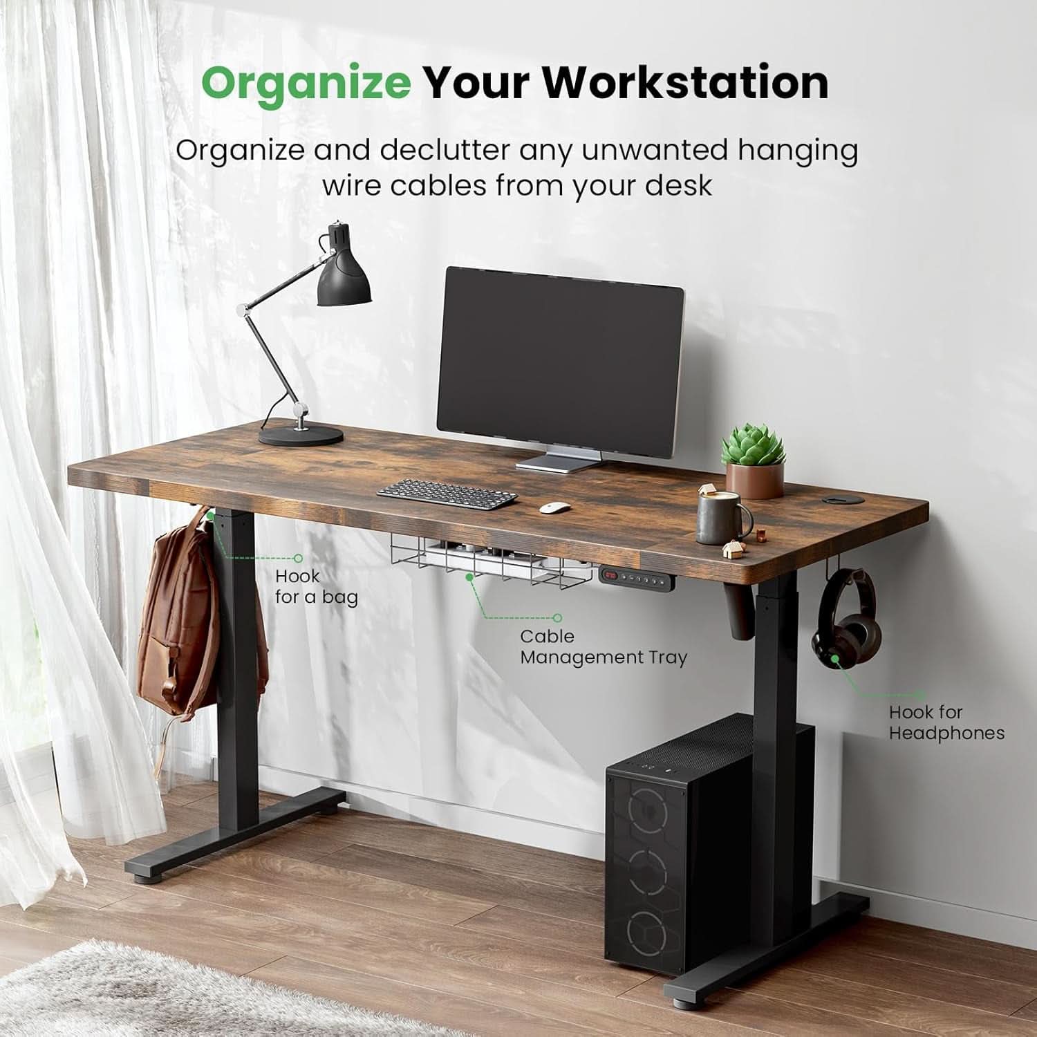 Electric Standing Desk 48 By 24 Inch With 3 Memory Presets