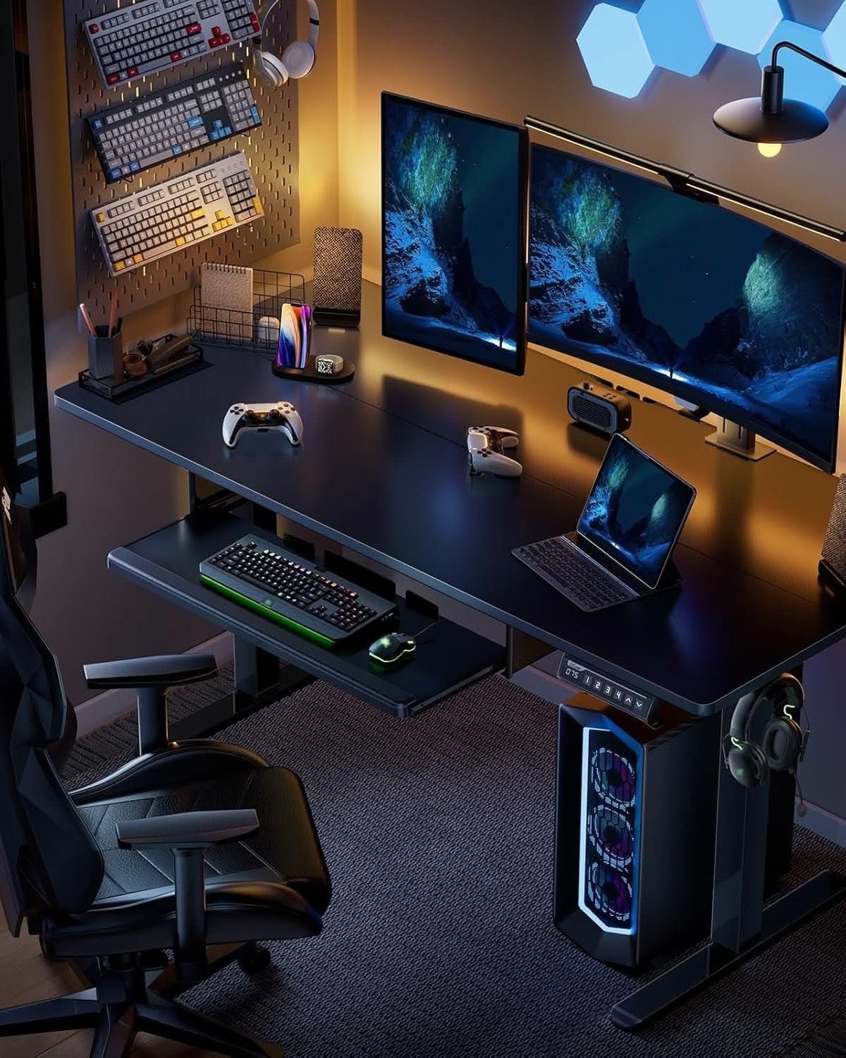Electric Standing Desk with Adjustable Height and Tray