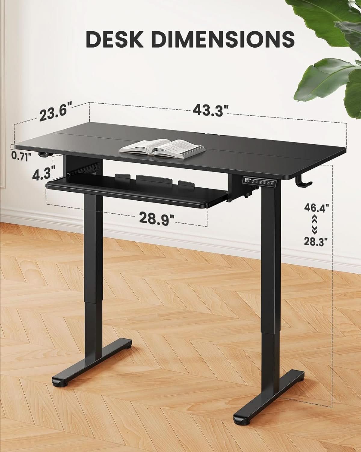 Electric Standing Desk with Adjustable Height and Tray