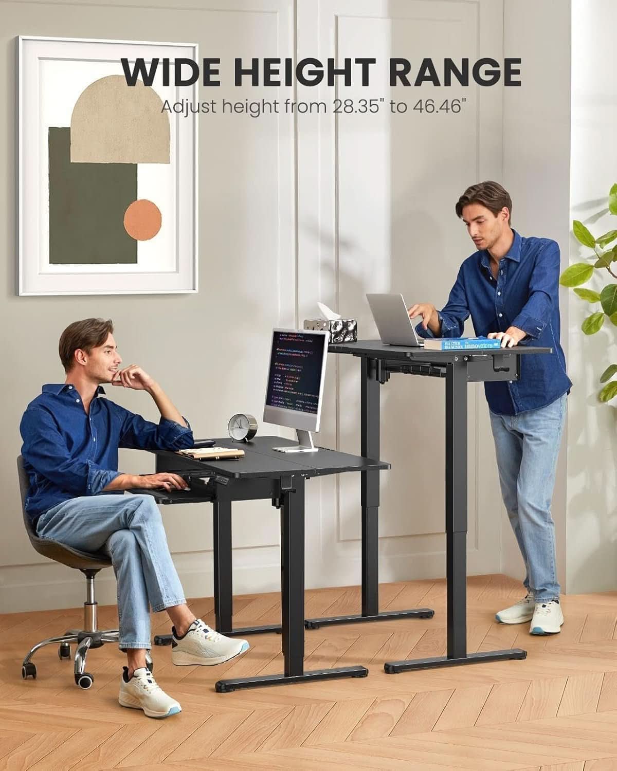 Electric Standing Desk with Adjustable Height and Tray