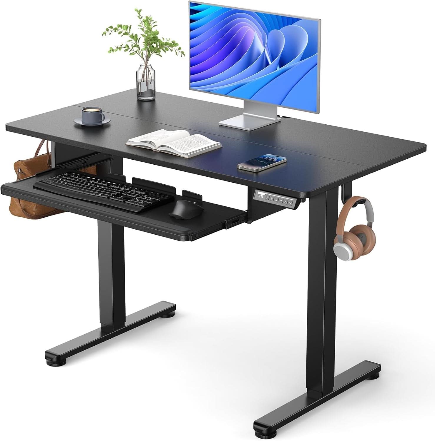 Electric Standing Desk with Adjustable Height and Tray