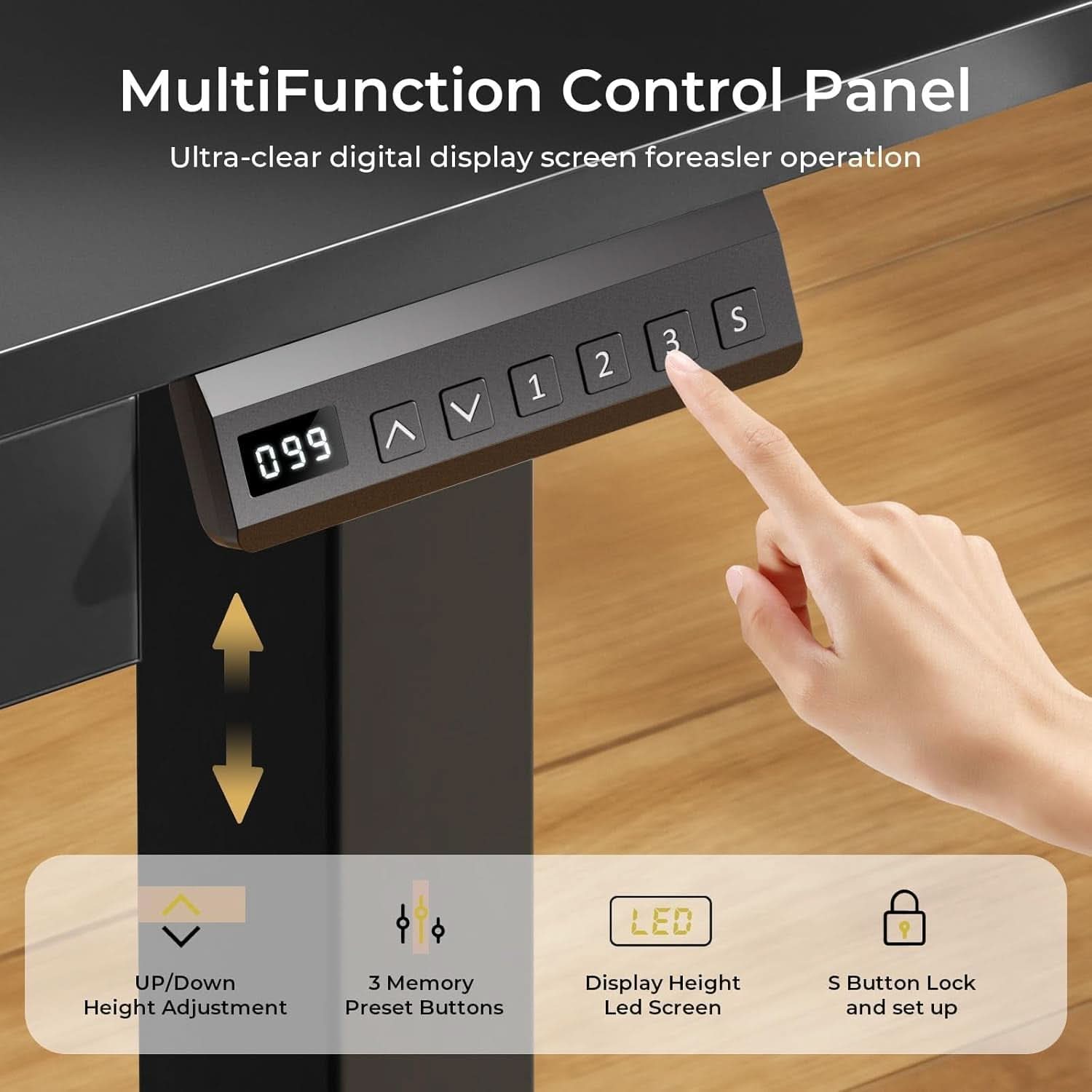 Electric Standing Desk With Drawers 48x24 Black Height Adjustable