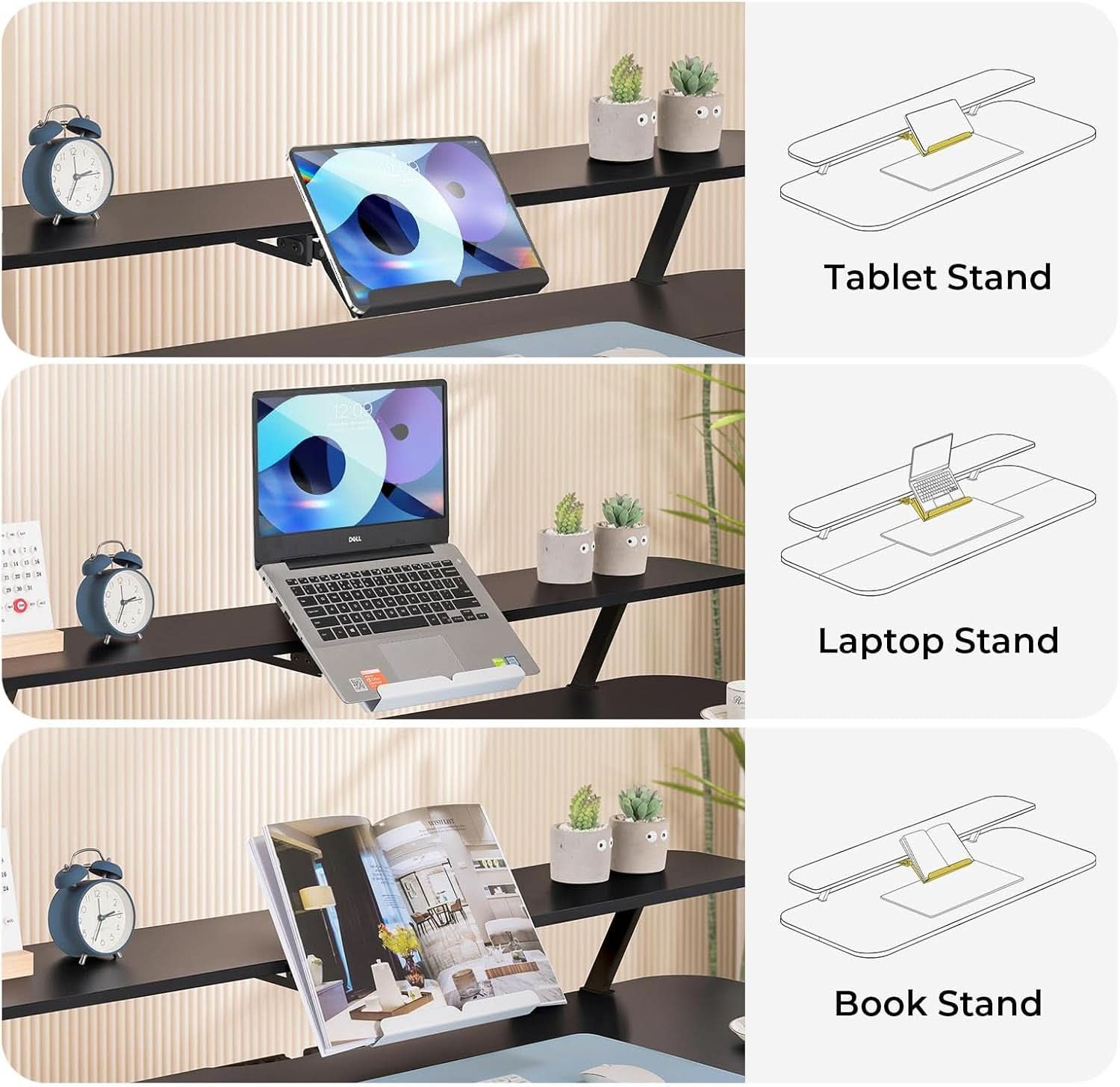 Electric Standing Desk With Drawers 48x24 Black Height Adjustable