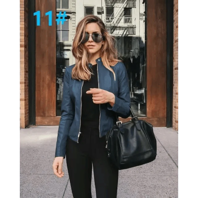 Elegance Autumn And Winter New Solid Color Jacket For Women's PU Leather Warmth Fashion Long-Sleeved Jacket For Women
