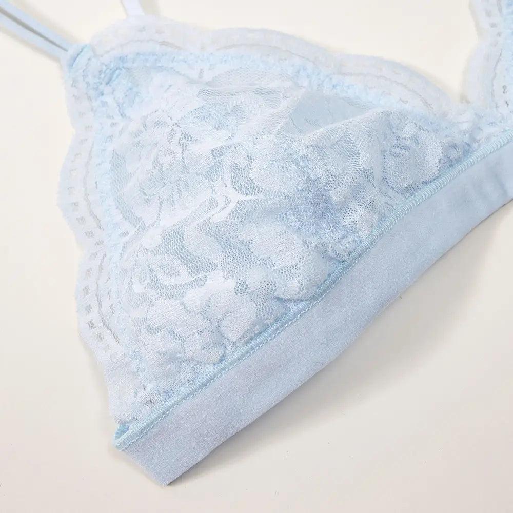 Elegance Lace Thin Triangle Bra For Women Wireless Lingerie Transparent Solid White/Black