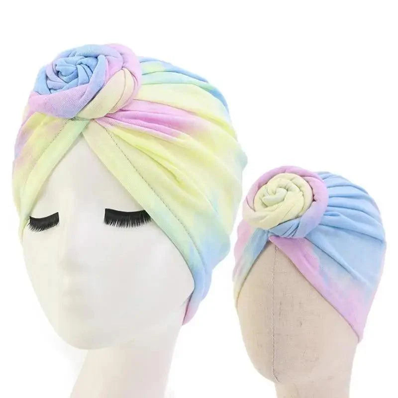 Elegance Mommy And Kids Turban Hat Cap With Big Bow Soft Cute Knot Nursery Beanie Knotted Headban