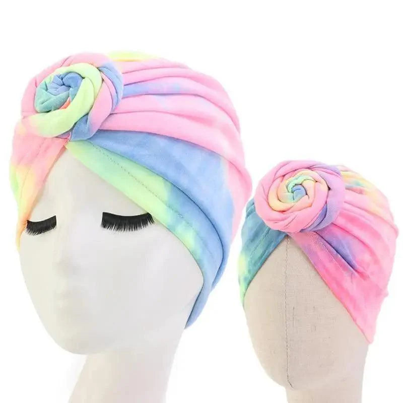 Elegance Mommy And Kids Turban Hat Cap With Big Bow Soft Cute Knot Nursery Beanie Knotted Headban