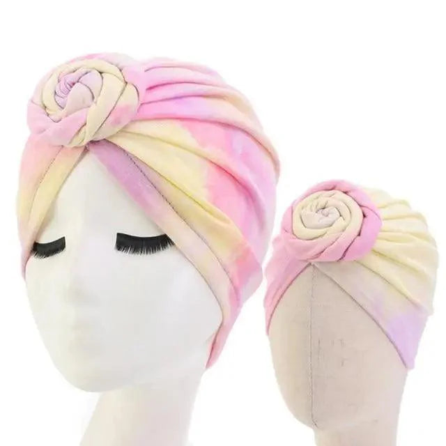 Elegance Mommy And Kids Turban Hat Cap With Big Bow Soft Cute Knot Nursery Beanie Knotted Headban
