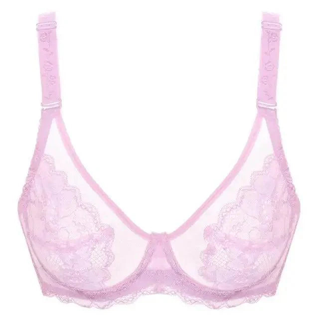 Elegance Transparent Bras For Women Ultra Thin Lace Bralette Underwire Push Up Plus Big Size Top Summer 34 36 38 40 ABCD Cup