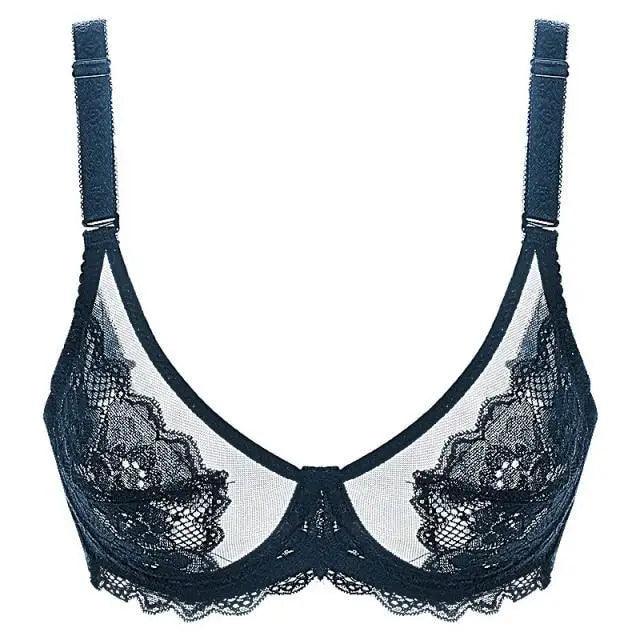 Elegance Transparent Bras For Women Ultra Thin Lace Bralette Underwire Push Up Plus Big Size Top Summer 34 36 38 40 ABCD Cup
