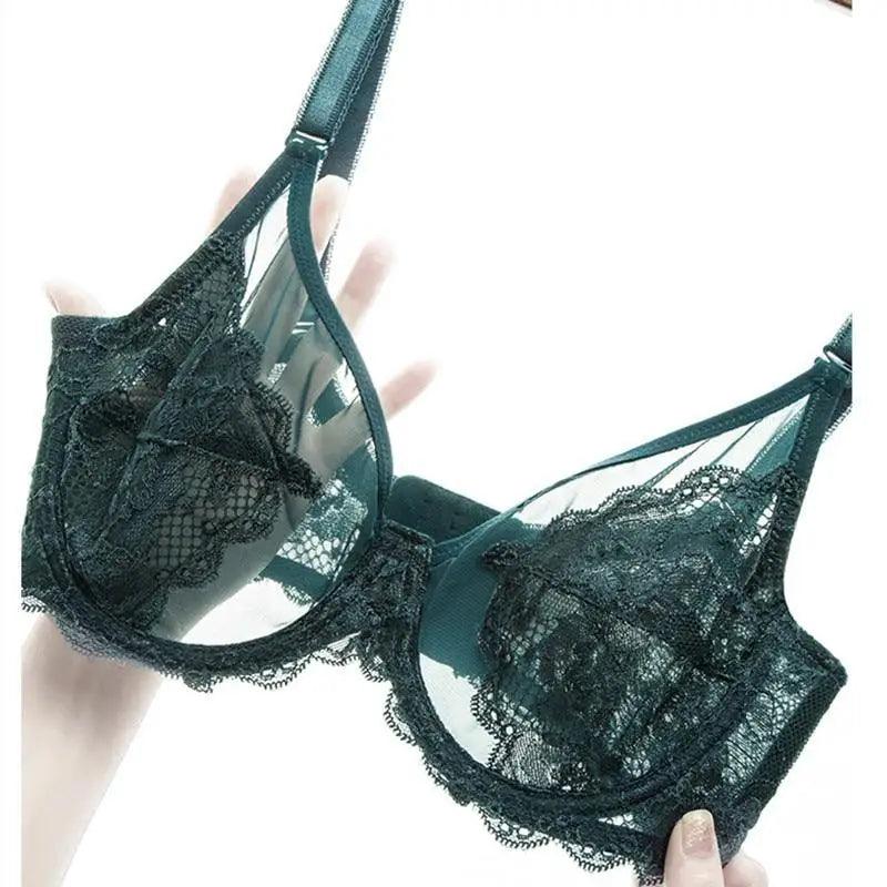 Elegance Transparent Bras For Women Ultra Thin Lace Bralette Underwire Push Up Plus Big Size Top Summer 34 36 38 40 ABCD Cup