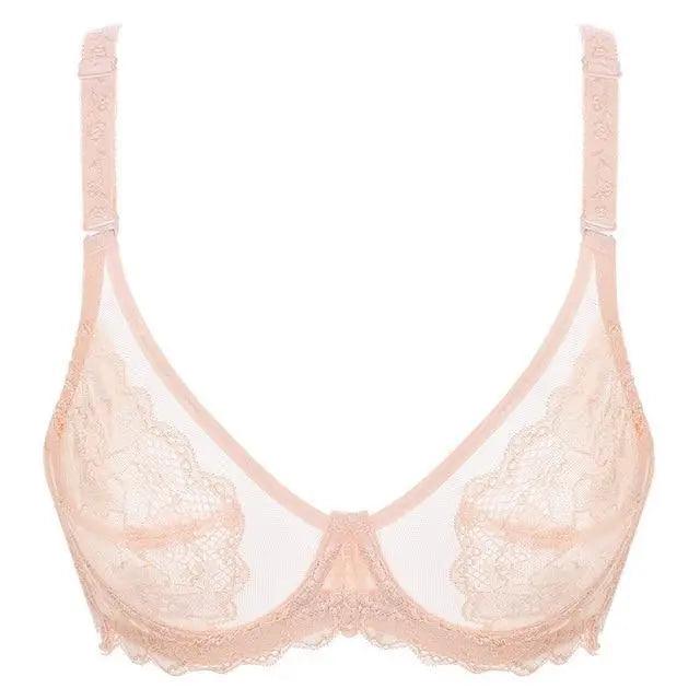 Elegance Transparent Bras For Women Ultra Thin Lace Bralette Underwire Push Up Plus Big Size Top Summer 34 36 38 40 ABCD Cup