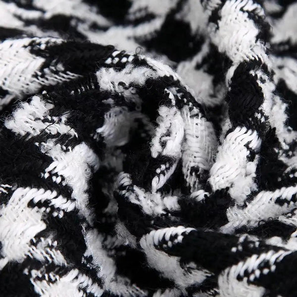 Elegance Women Tweed Jackets Fashionable Office Ladies Black Tassel Houndstooth Coats Female Autumn Vintage Thick Plaid Coat Girls Chic