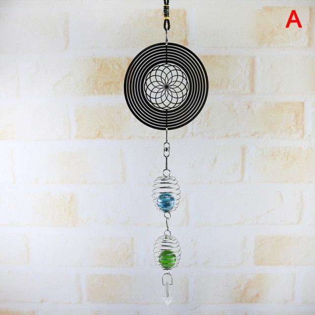Elegant 3D Metal Hanging Wind Hanging Spinners Spiral Wind Chimes Wind Sculptures With Gazing Ball Spiral Tail Stainless Steel Spin Decor For Indoor Outdoor Spinner Wind Chime With Spiral Tail Ball Center Home Decor