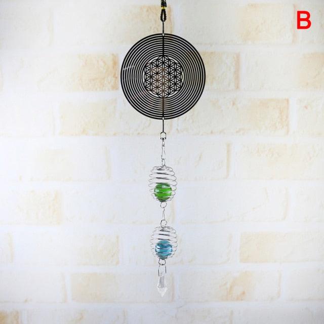 Elegant 3D Metal Hanging Wind Hanging Spinners Spiral Wind Chimes Wind Sculptures With Gazing Ball Spiral Tail Stainless Steel Spin Decor For Indoor Outdoor Spinner Wind Chime With Spiral Tail Ball Center Home Decor