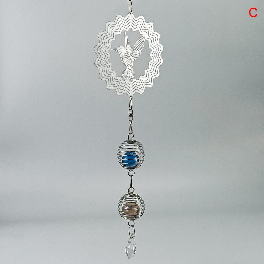 Elegant 3D Metal Hanging Wind Hanging Spinners Spiral Wind Chimes Wind Sculptures With Gazing Ball Spiral Tail Stainless Steel Spin Decor For Indoor Outdoor Spinner Wind Chime With Spiral Tail Ball Center Home Decor