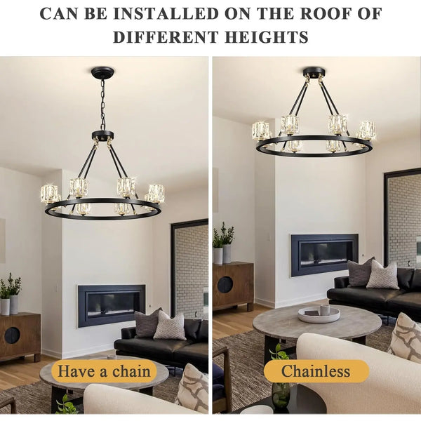 Elegant Adjustable Height Wagon Wheel Chandelier for Modern Homes