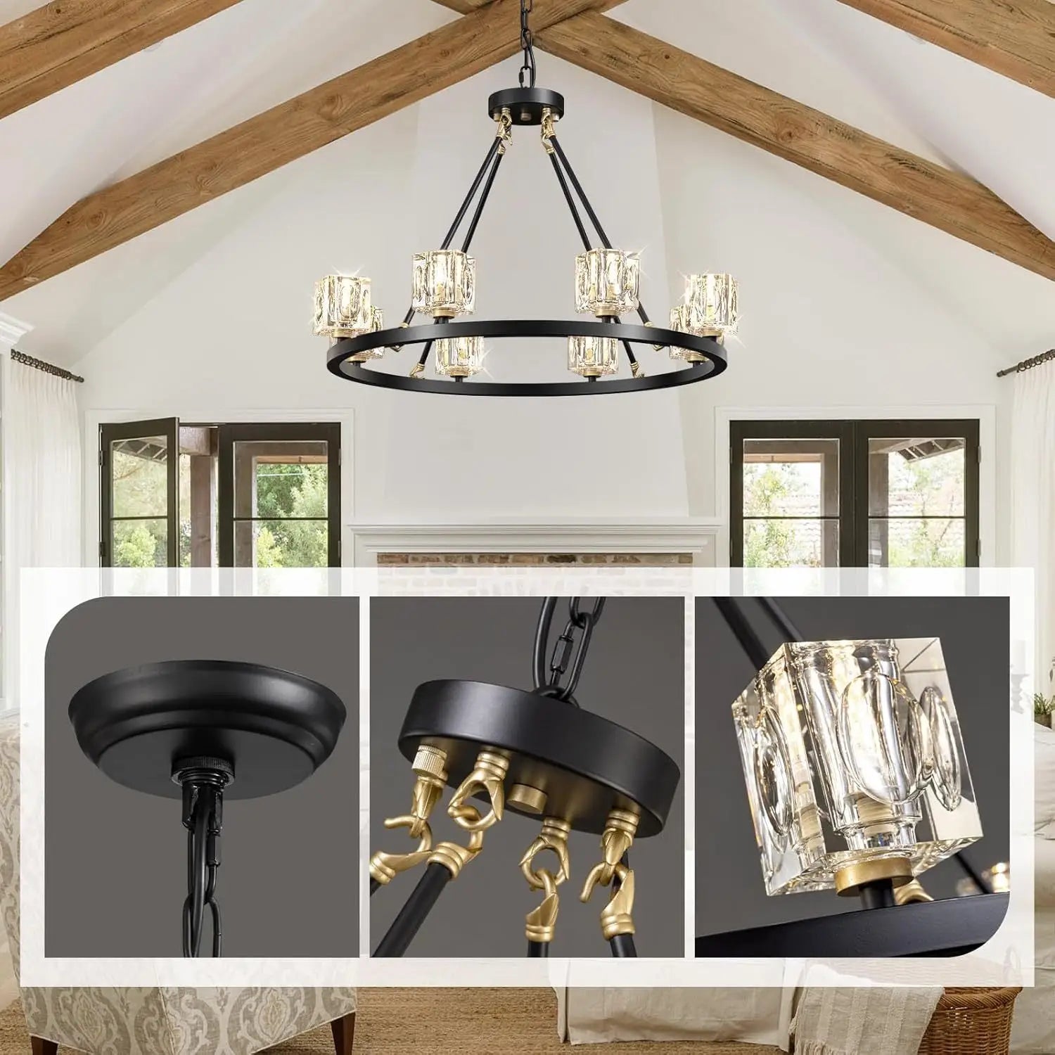 Elegant Adjustable Height Wagon Wheel Chandelier for Modern Homes