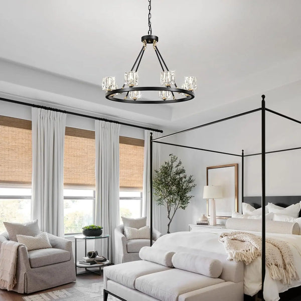 Elegant Adjustable Height Wagon Wheel Chandelier for Modern Homes