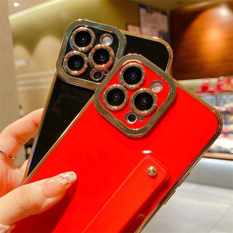 Elegant Adjustable Wrist Strap Hand Band Case For iPhone 12 13 11 14 Pro Max X XS Max XR 14 plus Case with Strap Luxury Plating Gold Bumper Phone Cover Wristband Kickstand Full Body Protective Slim Case Luxury Candy Color Phone Holder Colorful Iphone Case