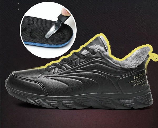 Elegant Black Winter Men Waterproof Snow Shoes Comfortable Sneakers Mens Work Casual Shoes Non-Slip Light Rubber Sole Walk Fashion Sneakers Breathable Comfort Walking Shoes For Mens