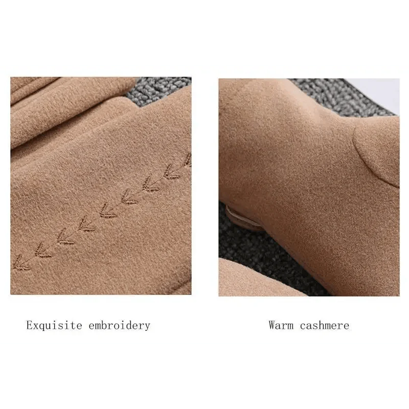 Elegant Black Winter Women Outdoor Warm One Size Gloves Fashionable Cute Bow Style Casual Gloves For Women