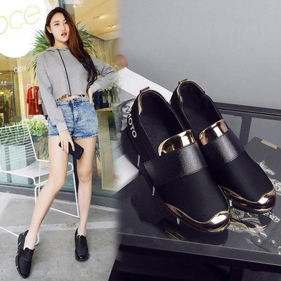 Elegant Black Women Slip-On Casual Thicken Sneakers Soft Soled Slip On Walking Shoes Lightweight Casual Running Sneakers  Flats Casual Walking Espadrilles For Women