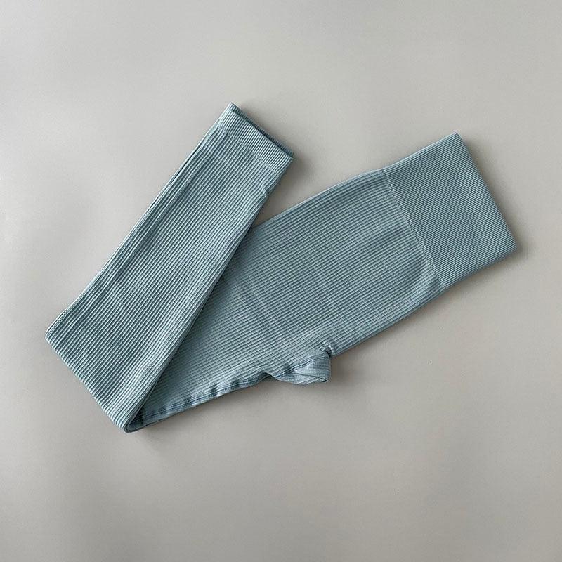Elegant Blue Yoga Pants High Waisted Gym Leggings Yoga Leggings Seamless Gym Push Up Workout Stretch Fitness Sweatpants Ultra Soft Leggings Tight Sport Women Fitness Seamless Female Legging Tummy Control Running Pants For Training