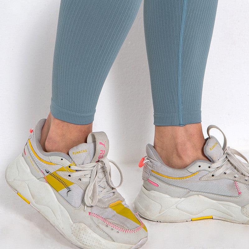 Elegant Blue Yoga Pants High Waisted Gym Leggings Yoga Leggings Seamless Gym Push Up Workout Stretch Fitness Sweatpants Ultra Soft Leggings Tight Sport Women Fitness Seamless Female Legging Tummy Control Running Pants For Training