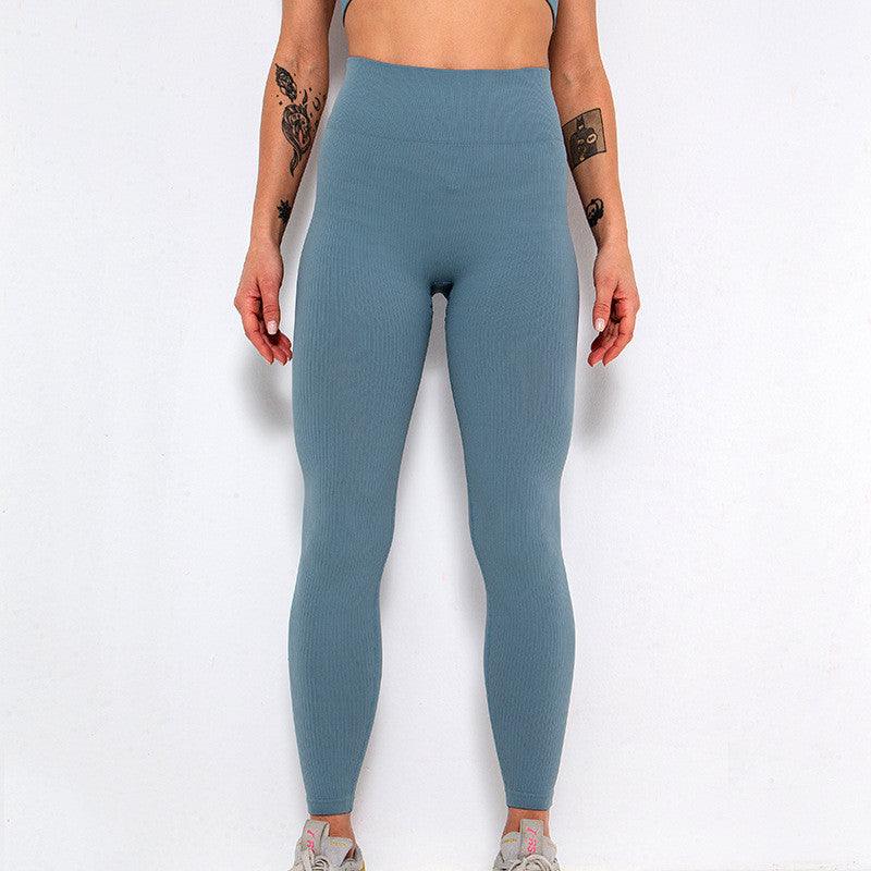 Elegant Blue Yoga Pants High Waisted Gym Leggings Yoga Leggings Seamless Gym Push Up Workout Stretch Fitness Sweatpants Ultra Soft Leggings Tight Sport Women Fitness Seamless Female Legging Tummy Control Running Pants For Training