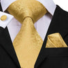 Elegant Business Yellow Gold Ties Men Charming Handkerchiefs Cufflinks Set Unique Design Men Tie Set For Wedding Suit - 1