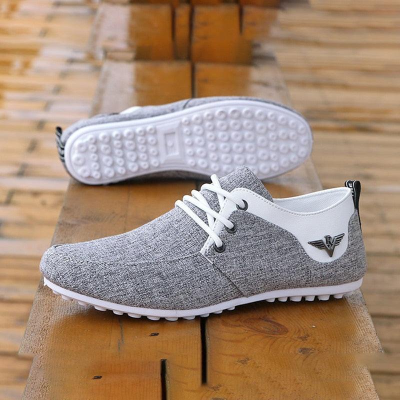 Elegant Casual Mens Shoes Lace-Up Linen Cloth Breathable Mens Canvas Shoes Flats Driving Walking Shoes Driving Sneakers Casual Cloth Shoes Lightweight Outdoor Shoes