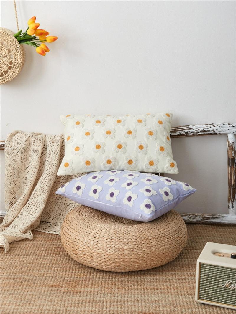 Elegant Cotton Floral Printed Pillow Cases Pillow Cover Canvas Embroidery Cushion Cover Home Decor Yellow Flowers Pillow Case Soft Luxury Style