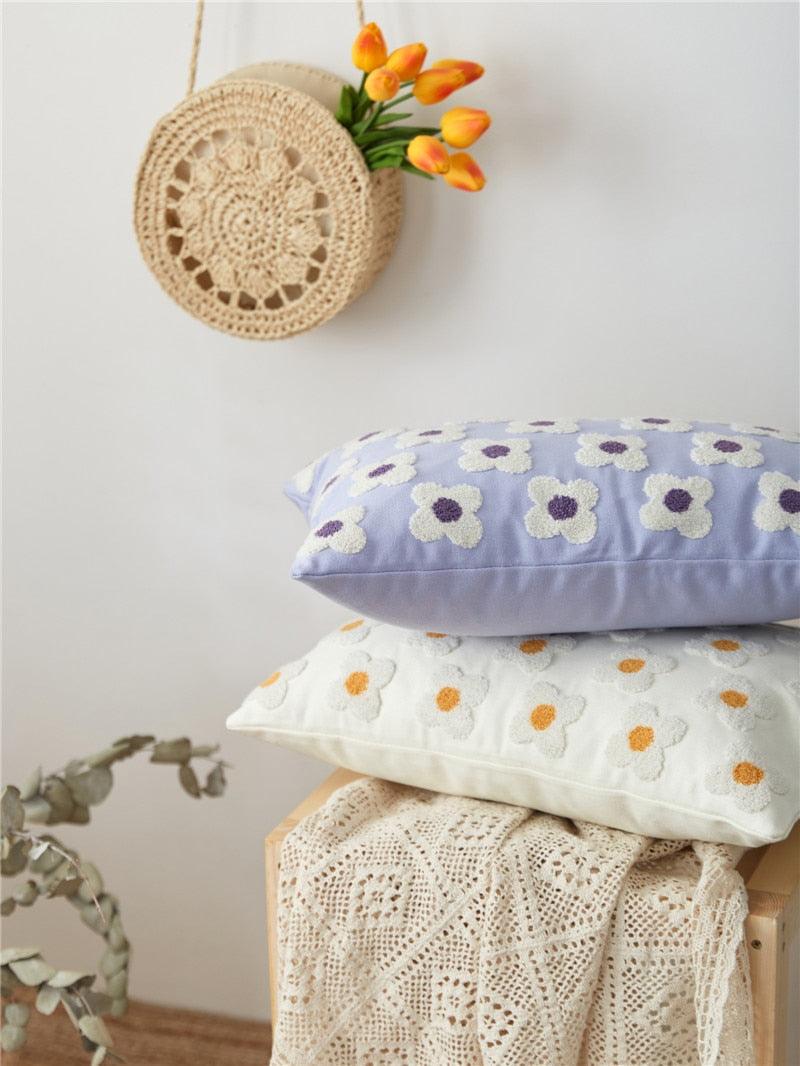 Elegant Cotton Floral Printed Pillow Cases Pillow Cover Canvas Embroidery Cushion Cover Home Decor Yellow Flowers Pillow Case Soft Luxury Style
