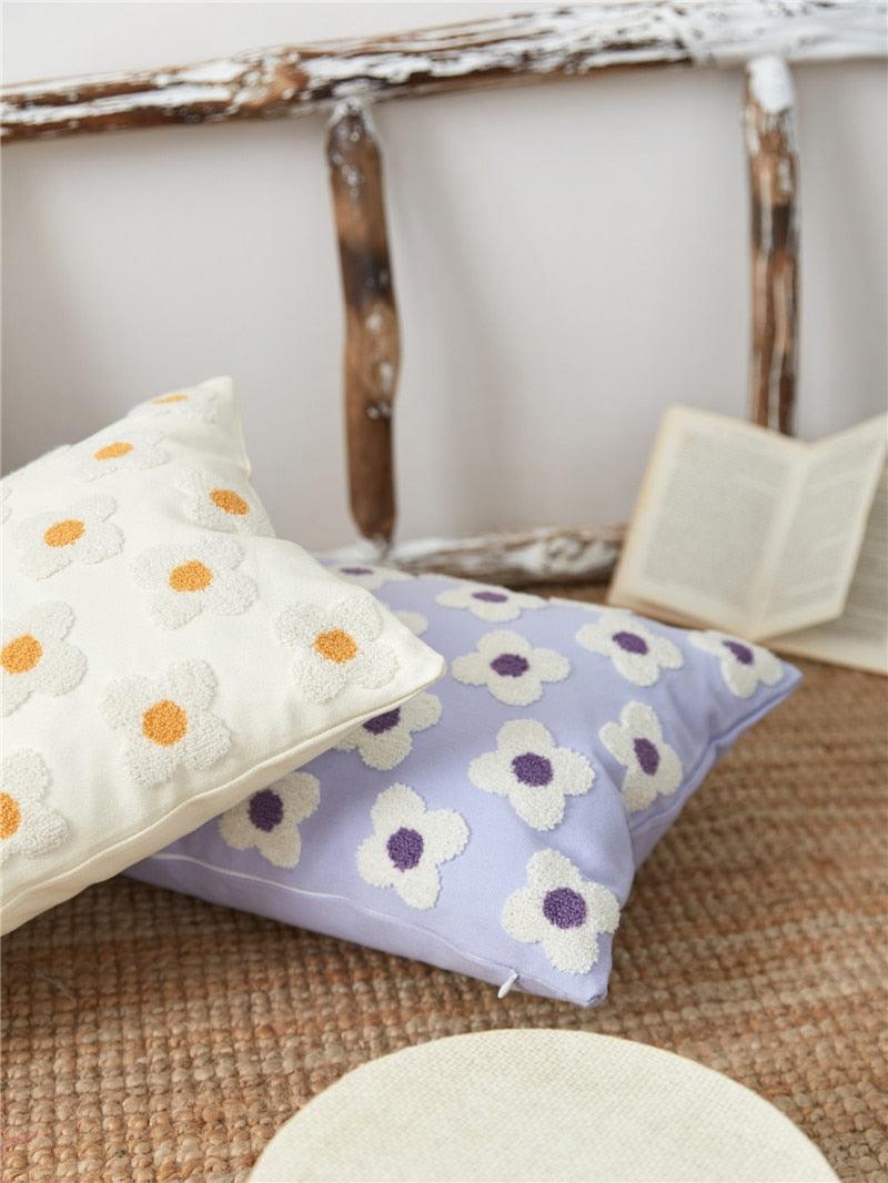 Elegant Cotton Floral Printed Pillow Cases Pillow Cover Canvas Embroidery Cushion Cover Home Decor Yellow Flowers Pillow Case Soft Luxury Style