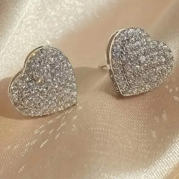 Elegant Heart-Shaped Zirconia Stud Earrings