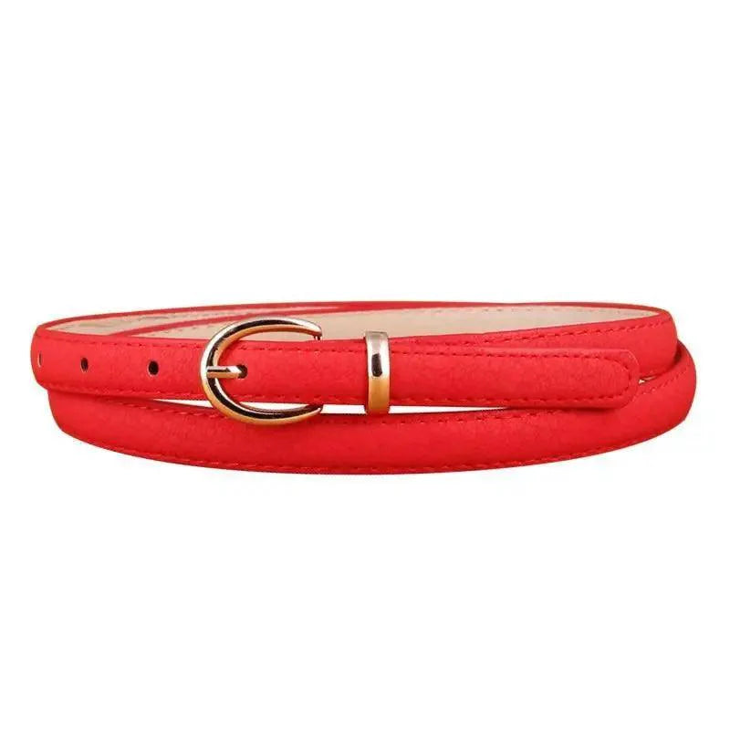 Elegant Leather Adjustable Thin Belt For Women Unique Black Design Ladies Belt High Quality Charming Waistbands For Dress