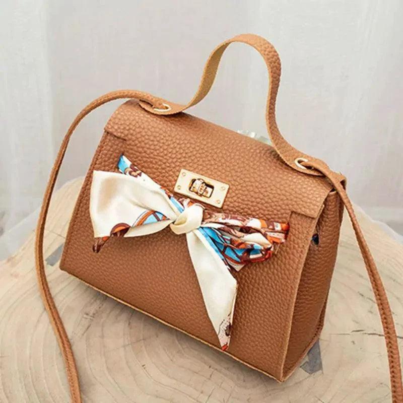 Elegant Leather Handbag & Scarf