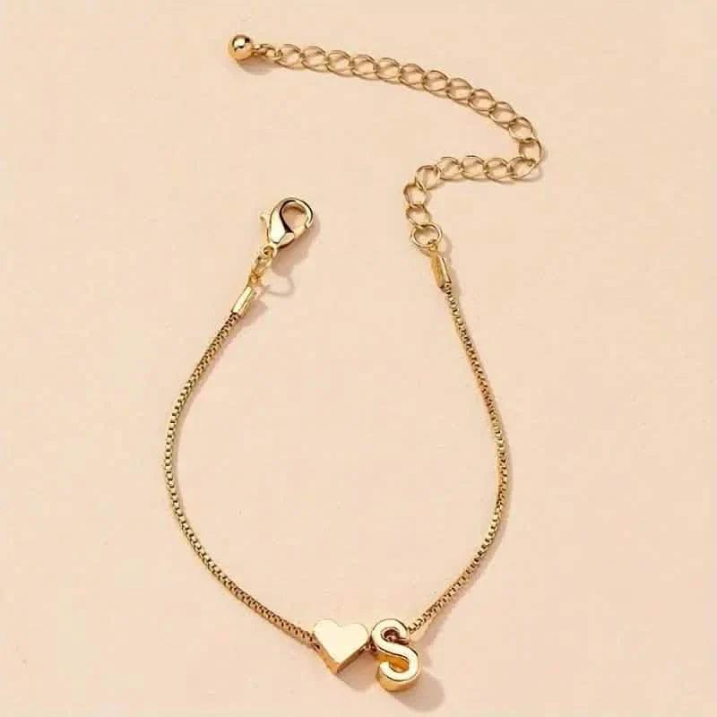 Elegant Love Heart Charm Bracelet - Delicate Minimalist Link Chain