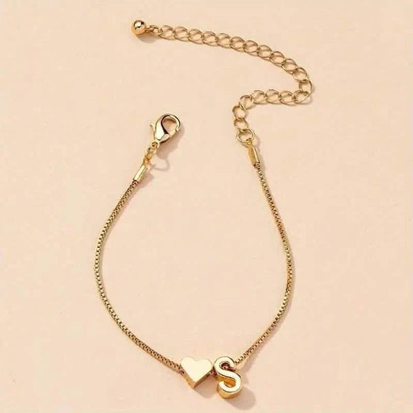 Elegant Love Heart Charm Bracelet - Delicate Minimalist Link Chain