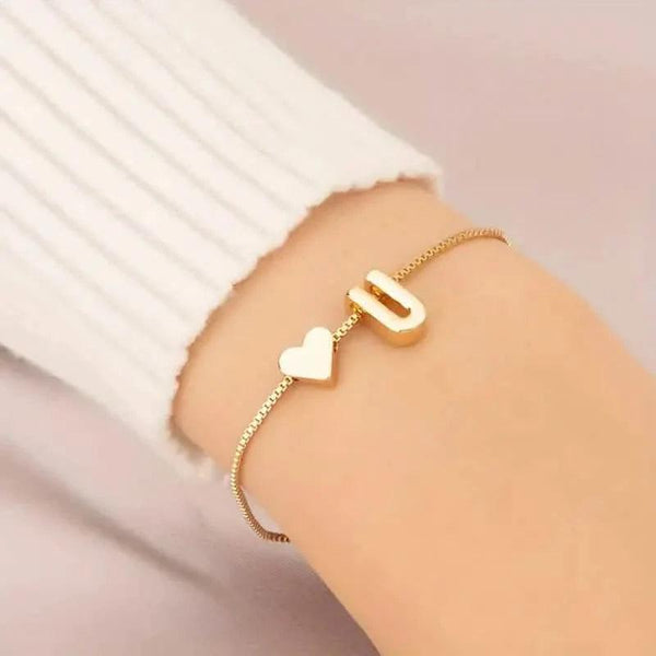 Elegant Love Heart Charm Bracelet - Delicate Minimalist Link Chain
