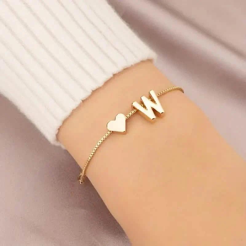 Elegant Love Heart Charm Bracelet - Delicate Minimalist Link Chain