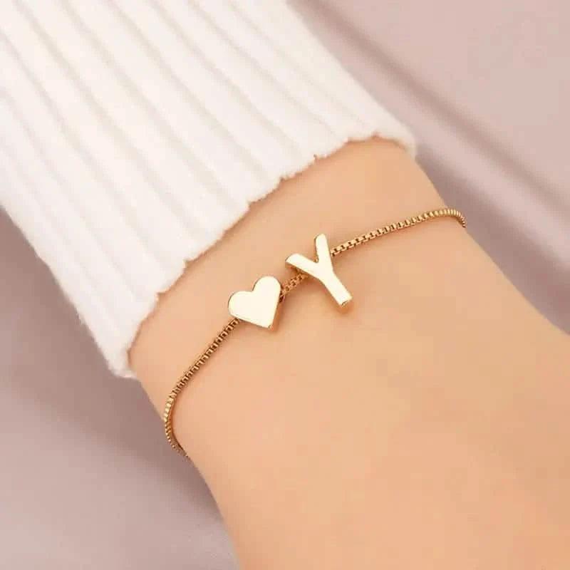Elegant Love Heart Charm Bracelet - Delicate Minimalist Link Chain