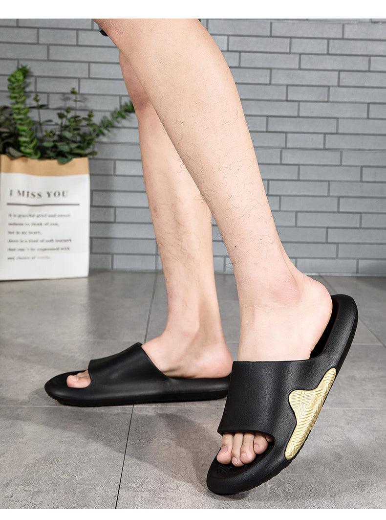 Elegant Men Black Soft Slides Light-Weight Anti-Slip Home Slippers Summer Anti-Odor House Shoes Unisex Shower Bathroom Slipper EVA Massage Foam Super Soft Non-Slip Slippers
