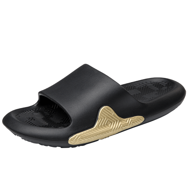 Elegant Men Black Soft Slides Light-Weight Anti-Slip Home Slippers Summer Anti-Odor House Shoes Unisex Shower Bathroom Slipper EVA Massage Foam Super Soft Non-Slip Slippers