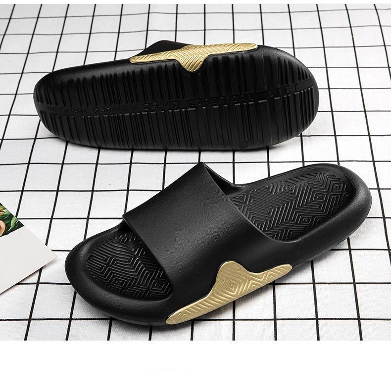 Elegant Men Black Soft Slides Light-Weight Anti-Slip Home Slippers Summer Anti-Odor House Shoes Unisex Shower Bathroom Slipper EVA Massage Foam Super Soft Non-Slip Slippers