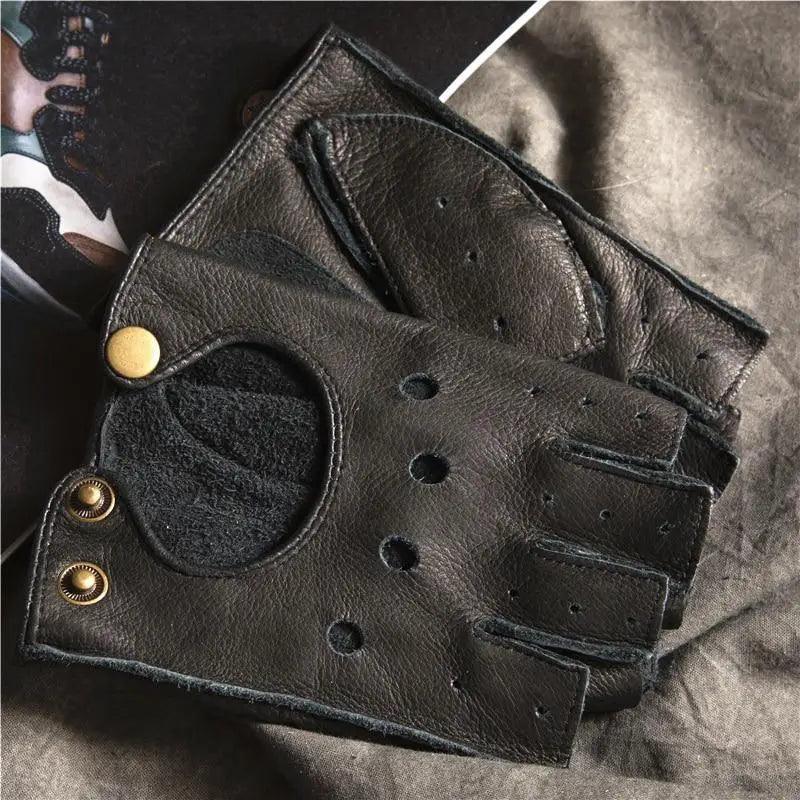 Elegant Men Leather Fingerless Gloves Yellow Cool Stylish Design Comfortable Gloves For Men