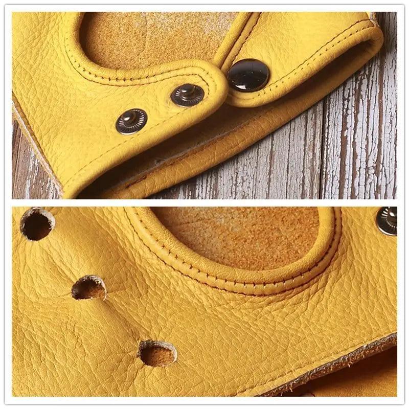 Elegant Men Leather Fingerless Gloves Yellow Cool Stylish Design Comfortable Gloves For Men